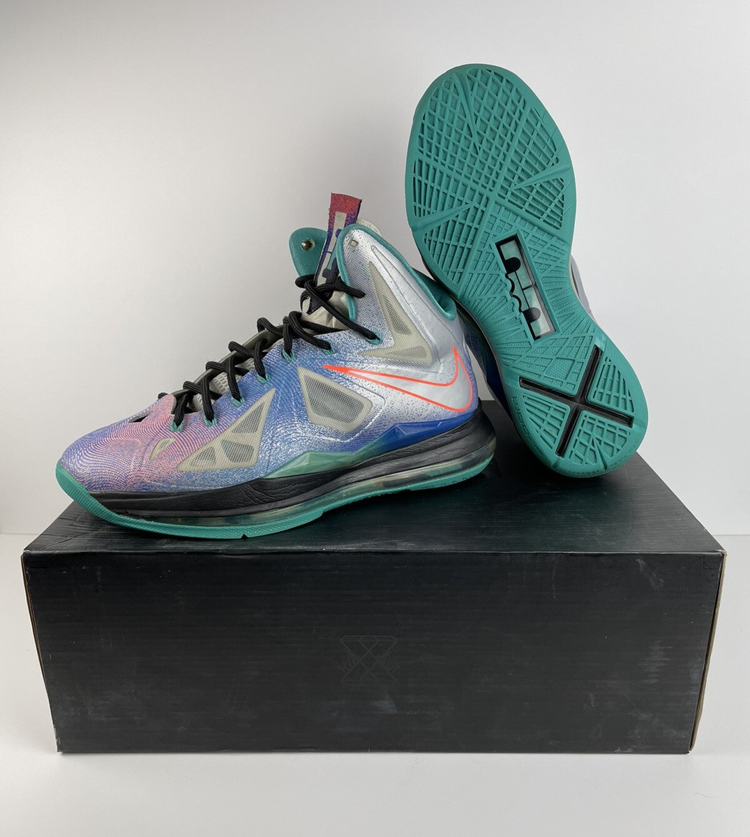 Men's Size 8.5 Nike LeBron X 10 Re-Entry Pure Platinum 541100 008 RARE W/ OG BOX