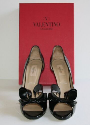 $845 VALENTINO GARAVANI d'Orsay Couture Bow Black Patent Leather Pump 41 /11 - Picture 3 of 9