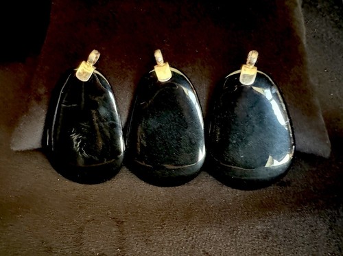 Konvolut (3) 925 Sterling Silber Anhänger Onyx Träne Edelstein Schmuck Handarbeit - Bild 2 von 5