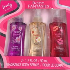 1 Body Fantasies Lovely Scents Boxed Gift Set Fragrance Body Sprays 3Ct 1.7oz