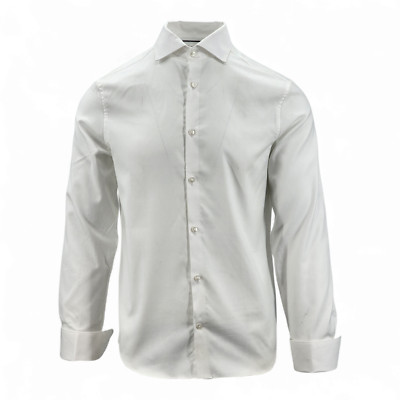 M&S SARTORIAL Hemd Regular Fit reine Baumwolle Doppelmanschette Fischgrätmuster UVP 45,00 £