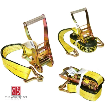 Tie Down Straps Ratchet Heavy Duty 10,000 lbs 2 in. x 27 ft. Double J Hook