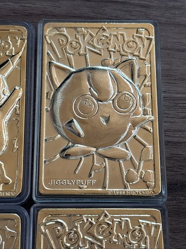 4 Pokemon 23K Gold Plated Card 1999 - Pikachu Poliwhirl Charizard Jigglypuff - Picture 4 of 10