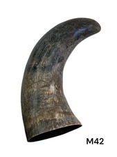 ONE MEDIUM UNPOLISHED COW HORN , REAL HORN , ONE OF A KIND , NATURAL COLOR , #42