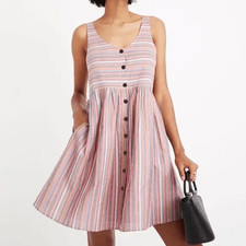Madewell Rainbow Stripe Cotton Sundress Sz L, Boho, Cottagecore