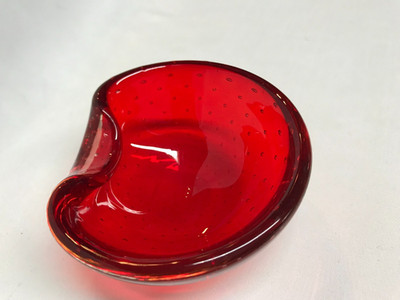 MURANO ASCHENBECHER, KLEINE SCHALE, ROT, LUFTBLASEN, BUBBLES, VINTAGE,