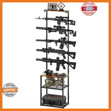 Poyilooo Gun Rack Indoor Wall Mount Gun Display Stand Holds 5 Guns Black 17.3in