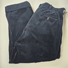 Vintage Polo Ralph Lauren Pants Mens 36x28 Navy Corduroy Pleated Straight Baggy