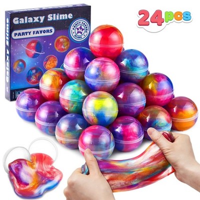 JOYIN 24 Pack Galaxy Slime Balls - Stretchy, Non-Sticky Easter Party Favors