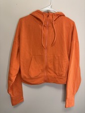 All In Motion Cropped Zip Up Hoodie Size M Orange Ribbed