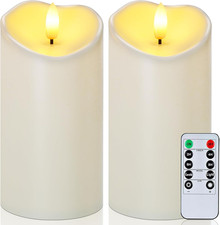 6"X3" Outdoor Waterproof Flameless Candles with Remote and Timer, Battery Operat