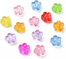 3300 Pcs Random Flower Acrylic Beads - Transparent, Colorful Floral Beads for DI