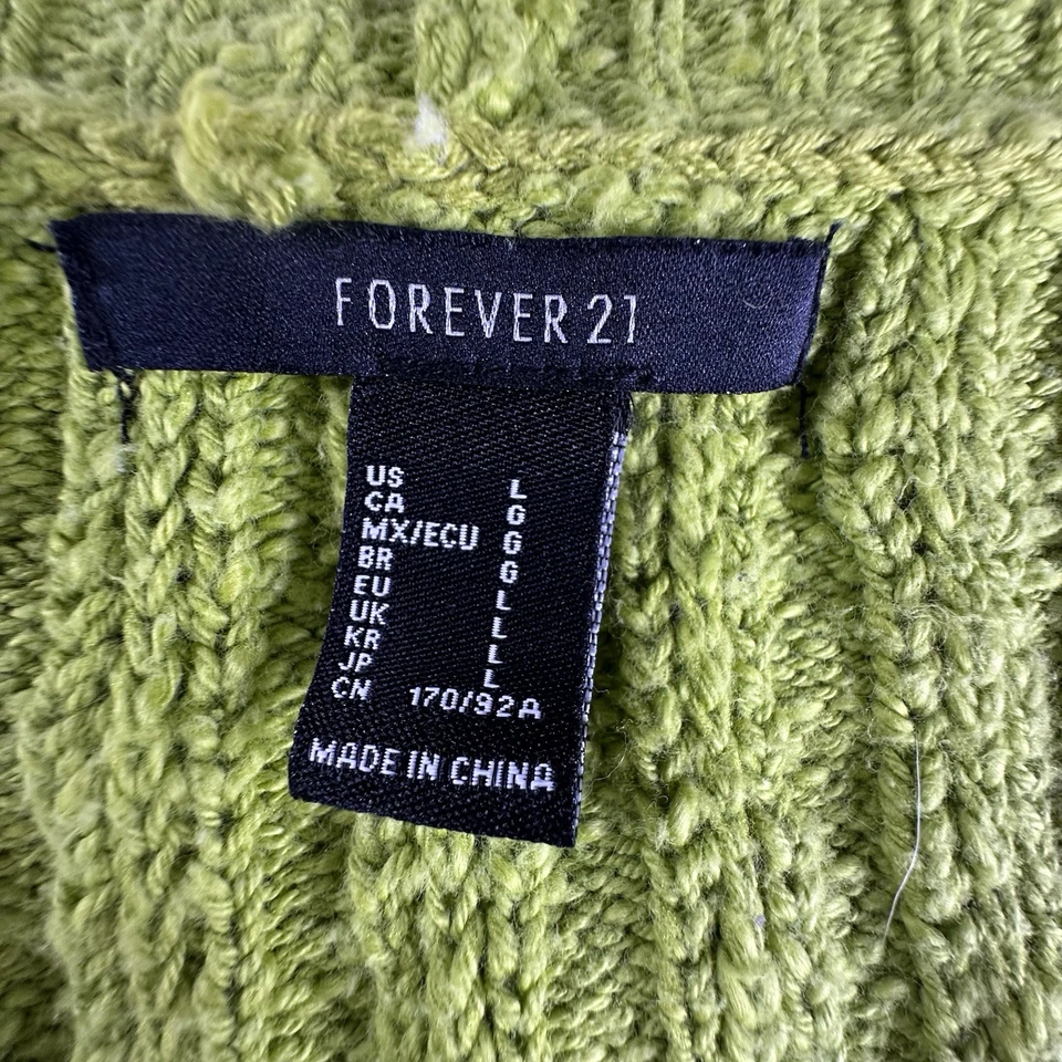 Cardigã feminino Forever 21 malha com nervuras suéter verde L - Imagem 3 de 4