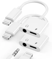Lightning to 3.5 mm Headphone Jack Adapter, 2 Pack [Apple MFi WHite 