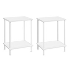 End Tables Set of 2, Small Side Table, Nightstand with 2-Layer Storage Shelve...