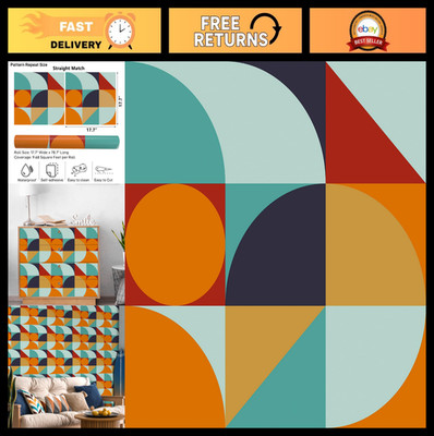 Modern Abstract Geometric Peel and Stick Wallpaper - Removable Art Deco Decor fo