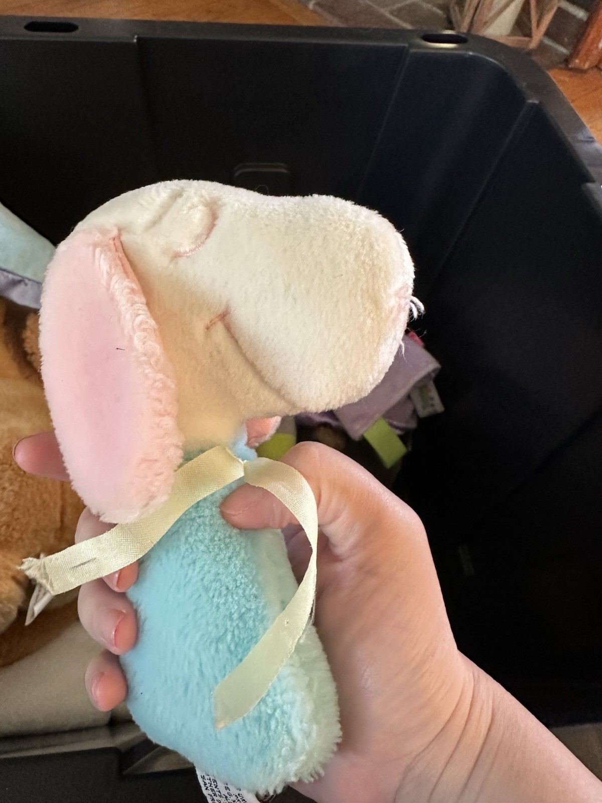 Baby Snoopy Rattle Plush Pastel 7 Inch 1968  Stuffed Animal Toy