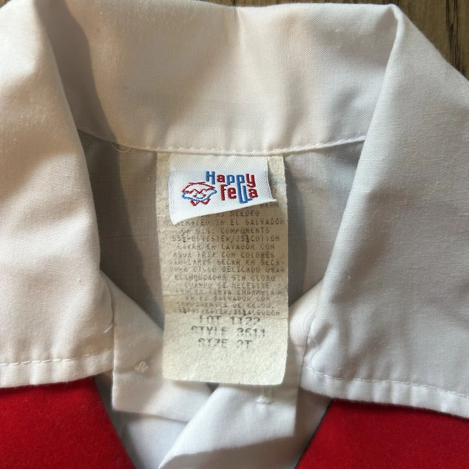 Chaleco y camisa abotonada vintage años 80 Happy Fella bebé niño 3T rojo clásico de vacaciones Foto 3 de 4