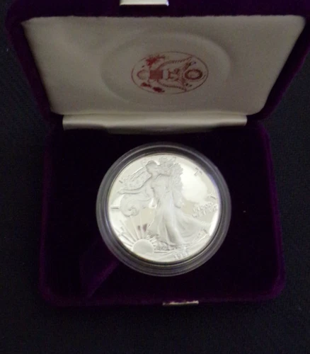 1987 WALKING LIBERTY AMERICAN EAGLE .999 FINE SILVER DOLLAR PROOF 1oz. $1 USA