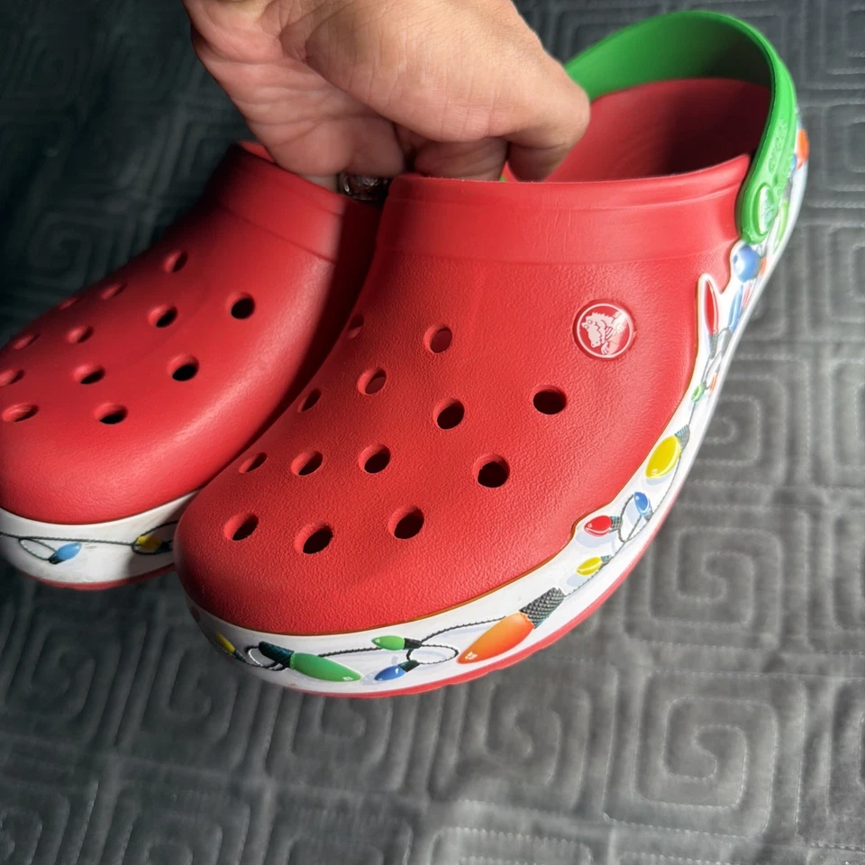 Zuecos Crocs "Luces de Navidad" Rojo Iluminado 203111-90H Hombre’s 7 Mujer’s 9 Foto 3 de 4