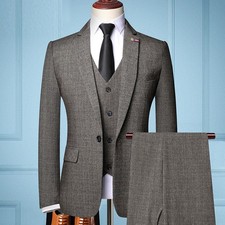 Men's Three-piece Suit for Weddings and Business Gatherings Jacket pants vest