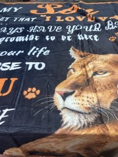 To My Son Lion Blanket Birthday Gift from Mom Decor Throw 50 x 40 Inches
