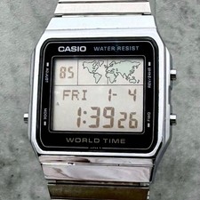 80s New battery level Operational Casio A300U World Time World Map