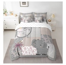 Elephant Comforter Set Full/Queen Size with 2 Pillow Cases