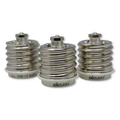LOT 3 DiCuno E26 to E26 Light Socket Extender - Max 200W, Heat Resistant Adapter