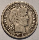 Nicer Low Mintage fine++ 1906 D Barber Liberty Dime