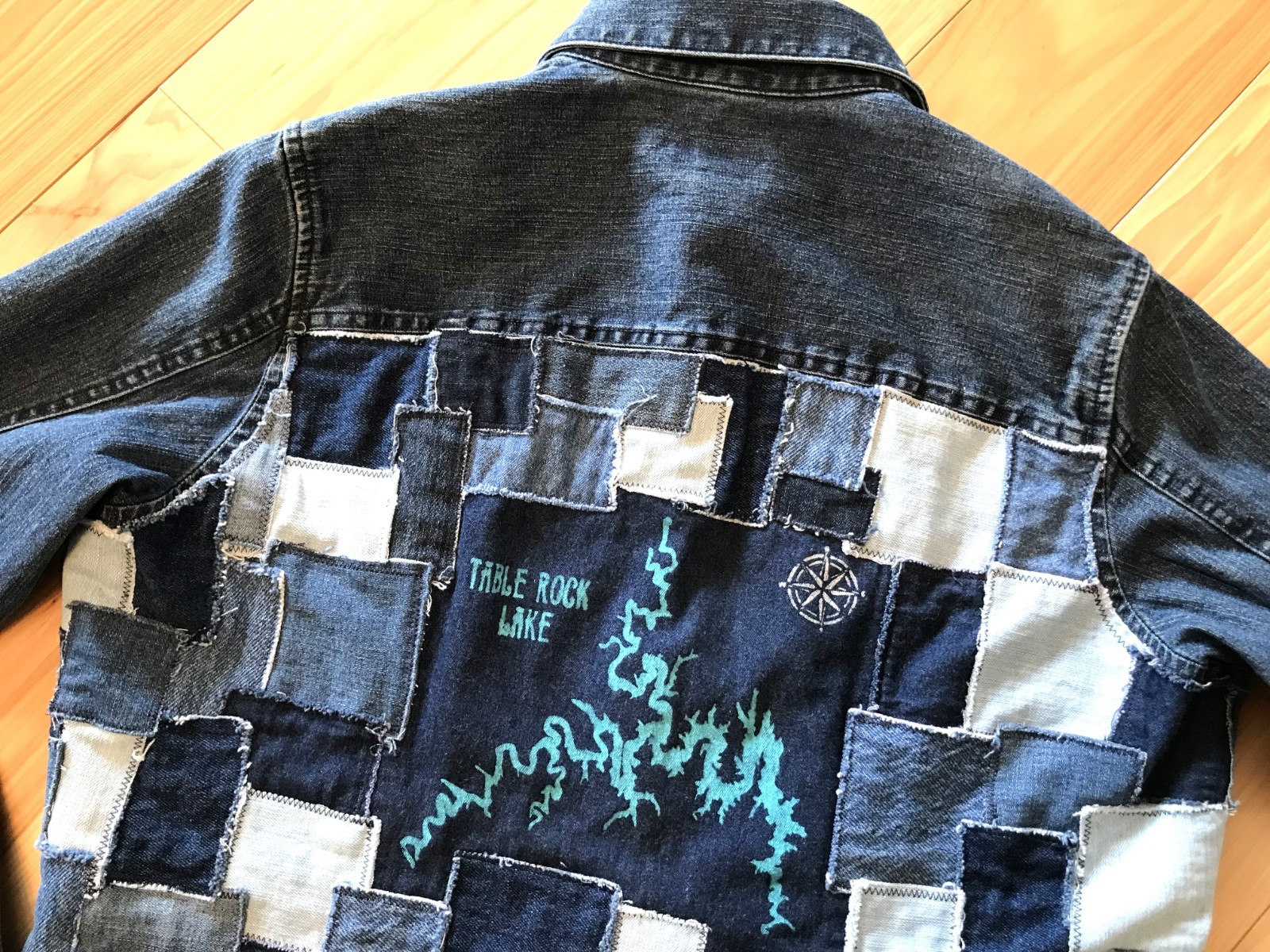 Upcycled Table Rock Lake Patchwork Jean Shirt Jac… - image 11
