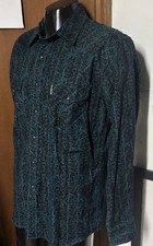 Cinch Modern Fit Teal Black Scroll Pearl Snap Western Shirt Mens M Medium Cowboy