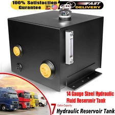 7-Gallon Hydraulic Fluid Reservoir 14 Gauge Tank Fuel Heavy Duty Steel Oil Tank