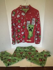 Minecraft Pajama Lot. Size 12 Pants and Size L Top. Great Condition