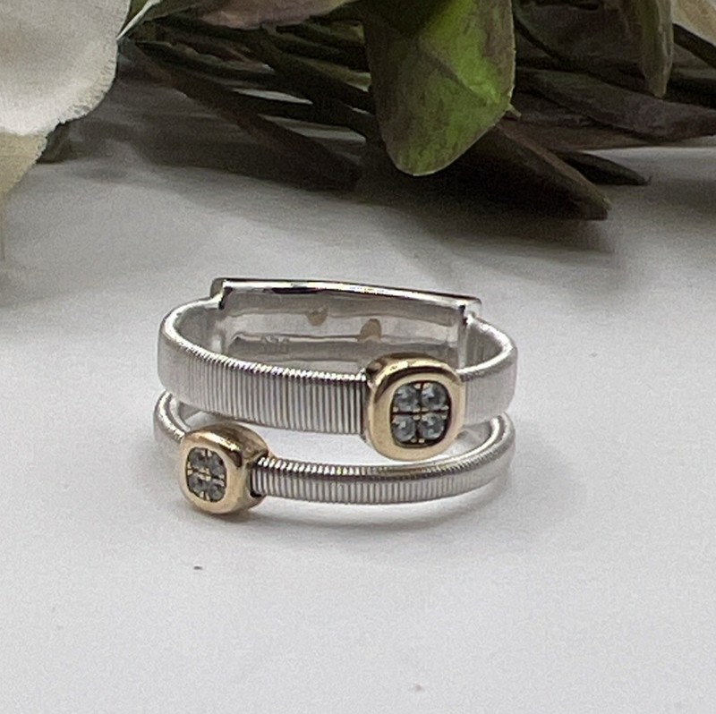 LAFONN Sterling Silver CZ Double Band Ring Size 6.25