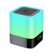 Night Light-5 in 1 Bedside Lamp with Bluetooth Speaker, 12/24H Digital Calend...