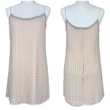 Mac Duggal NWT Beaded Embellished Chiffon Shift Dress Pale Pink Size 2/XS Sample