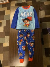 Ryan's World Super Hero Boys Pajama Set Blue Red Flame Resistant XS 4/5 