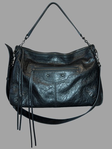 Balenciaga Le City Moto Crossbody - Black - Arena Lambskin - 8661052ABEK1000