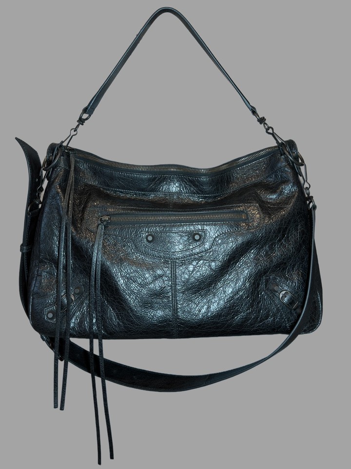 Balenciaga Le City Moto Crossbody - Black - Arena Lambskin - 8661052ABEK1000