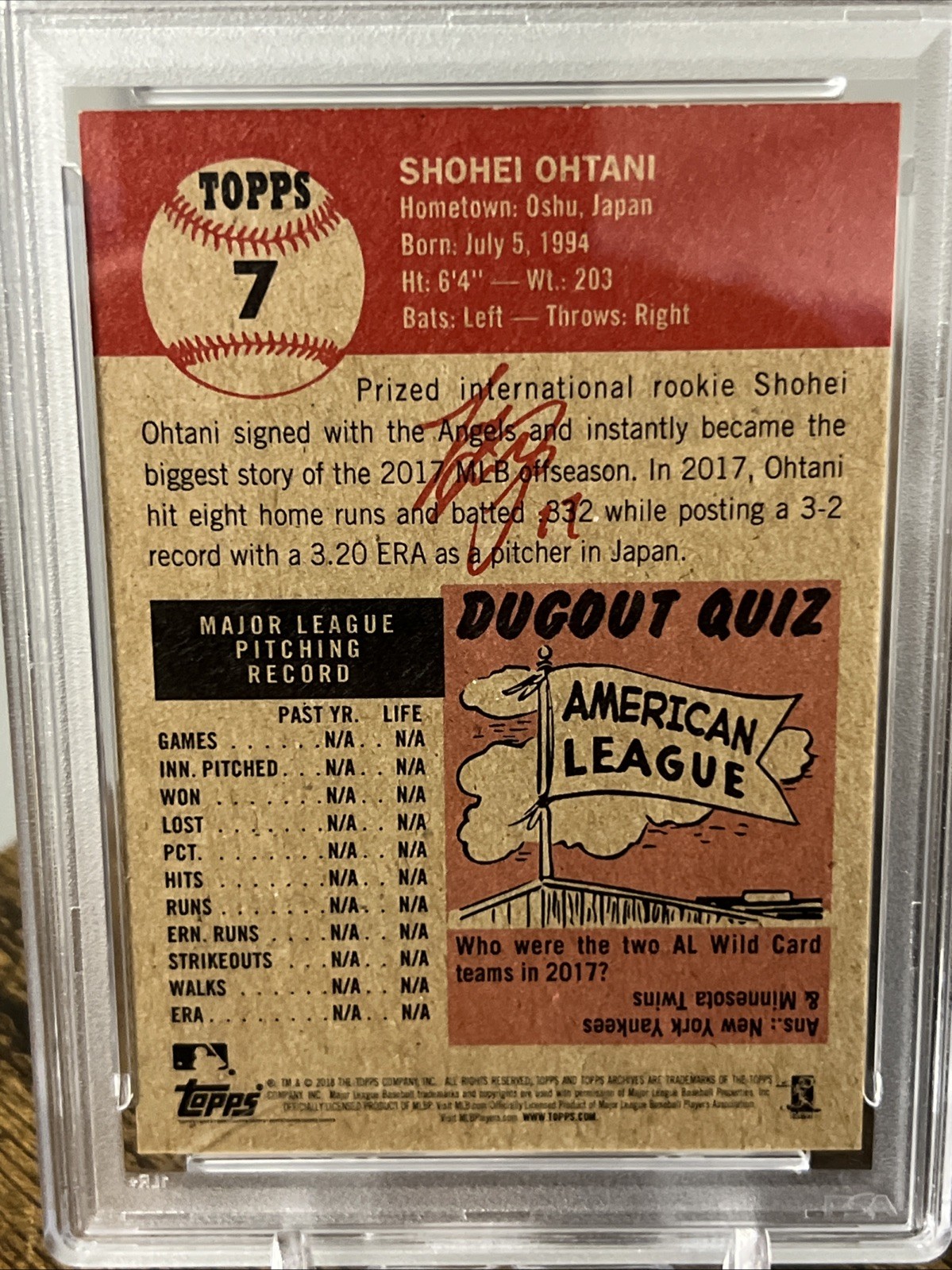 2018 Shohei Ohtani Topps Living #7 PSA 10 RC Angels view 6