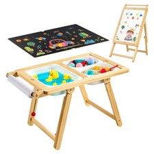 Sensory Table for Toddlers,Wooden Kids Activity Table and Art Easel w/Reversible