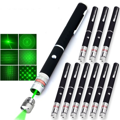 10PCS 532nm Green Laser Pointer Pen 2in1 Visible Star Beam Green Light Teach Pet