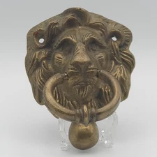 Vintage D-Art Collection Lion Head Brass Door Knocker 4" Height – Solid Brass