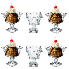 6 x Ice Cream Sundae Glasses Dessert Bowls Stemmed Footed Trifle Pudding Glasses