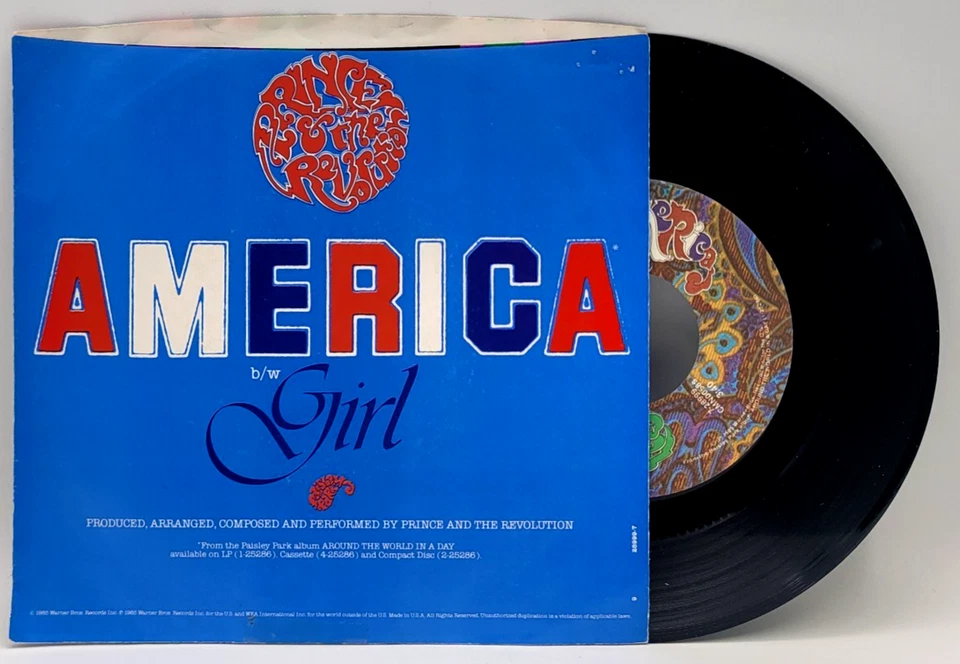 PRINCE - AMERICA / GIRL - POP ROCK PICTURE SLEEVE & 45 - Image 2 of 2
