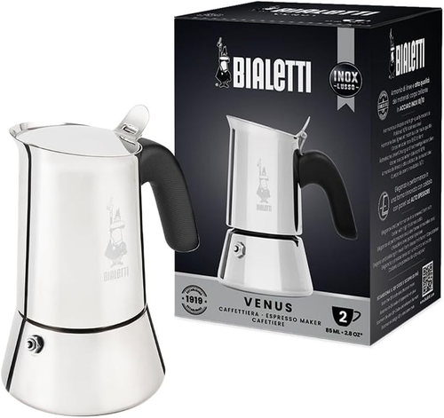 Nuova Venus, Caffettiera per Caffè Espresso, Non Adatta All'Induzione, Acciaio I