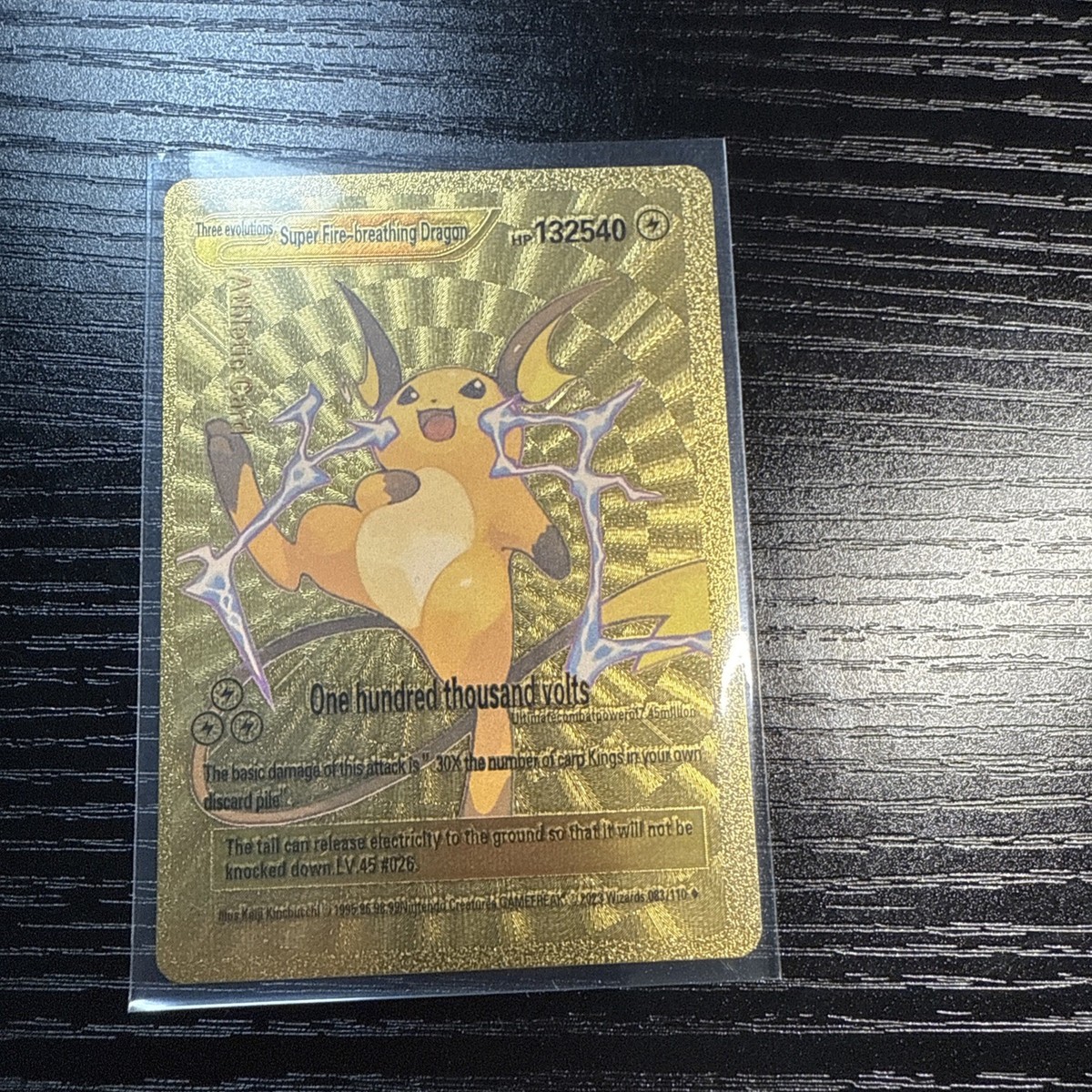 Gold Foil Custom Display Super Fire Breathing Dragon 132540hp Raichu Card NM