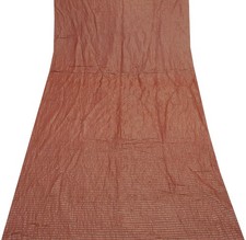 Sushila Vintage Brown Sari Remnant Scrap Pure Georgette Silk Woven Craft Fabric