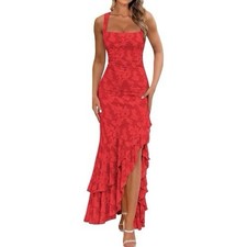 BORIFLORS Women's Elegant Ruched Floral Maxi Wedding Guest Dress size XS-XL